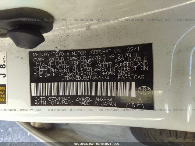 Photo 8 VIN: JTDKN3DU5B1353534 - TOYOTA PRIUS 