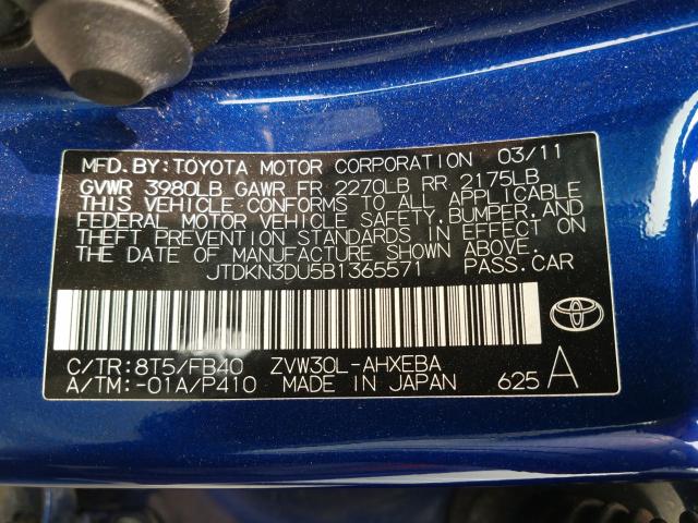 Photo 9 VIN: JTDKN3DU5B1365571 - TOYOTA PRIUS 