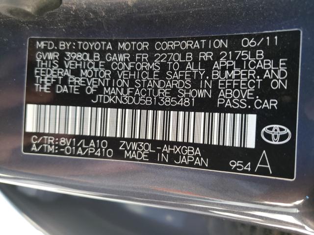 Photo 9 VIN: JTDKN3DU5B1385481 - TOYOTA PRIUS 