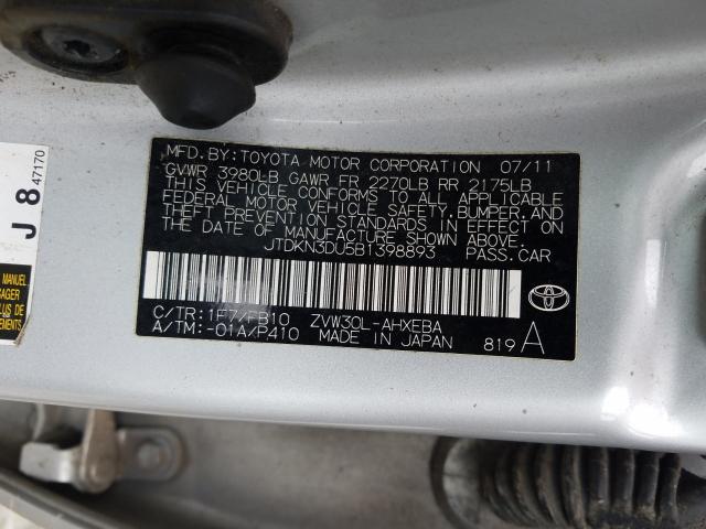 Photo 9 VIN: JTDKN3DU5B1398893 - TOYOTA PRIUS 