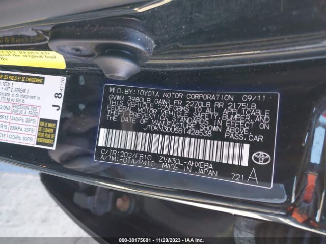 Photo 8 VIN: JTDKN3DU5B1428538 - TOYOTA PRIUS 