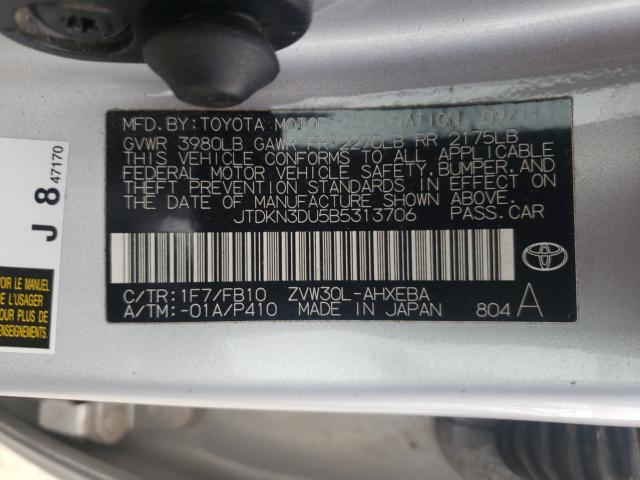 Photo 9 VIN: JTDKN3DU5B5313706 - TOYOTA PRIUS 