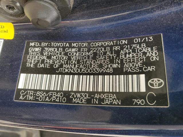 Photo 12 VIN: JTDKN3DU5D0339948 - TOYOTA PRIUS 