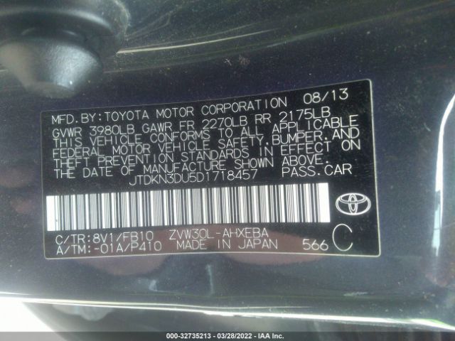 Photo 8 VIN: JTDKN3DU5D1718457 - TOYOTA PRIUS 