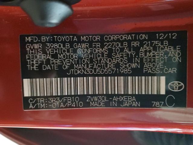 Photo 12 VIN: JTDKN3DU5D5571985 - TOYOTA PRIUS 