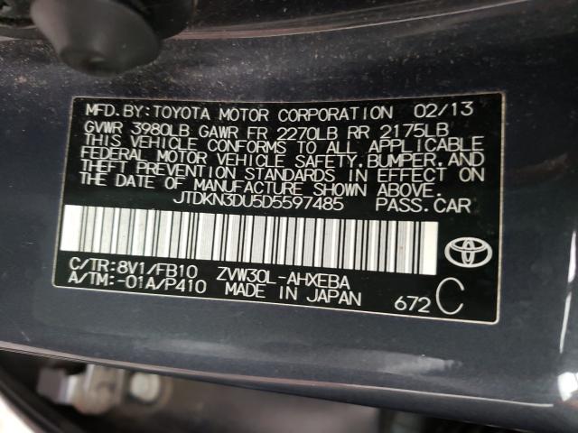 Photo 9 VIN: JTDKN3DU5D5597485 - TOYOTA PRIUS 