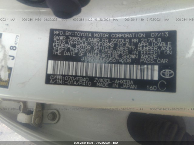 Photo 8 VIN: JTDKN3DU5D5670208 - TOYOTA PRIUS 