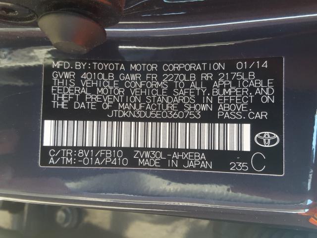 Photo 9 VIN: JTDKN3DU5E0360753 - TOYOTA PRIUS 