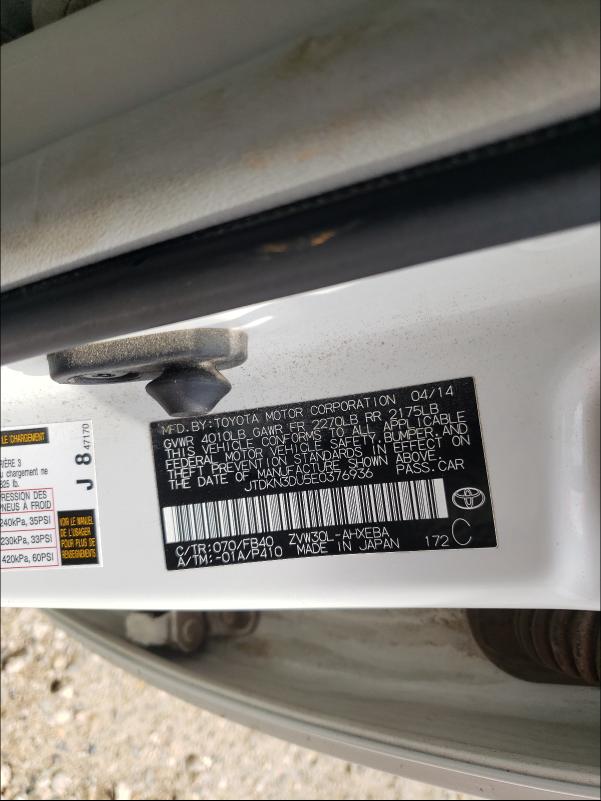 Photo 9 VIN: JTDKN3DU5E0376936 - TOYOTA PRIUS 