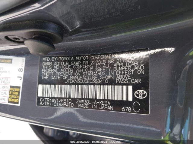 Photo 8 VIN: JTDKN3DU5E0388410 - TOYOTA PRIUS 