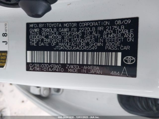 Photo 8 VIN: JTDKN3DU6A0045549 - TOYOTA PRIUS 