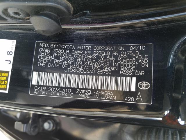 Photo 9 VIN: JTDKN3DU6A0165755 - TOYOTA PRIUS 