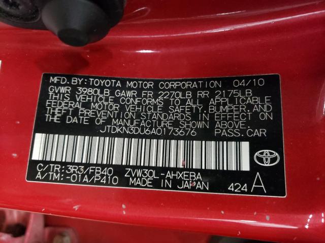 Photo 9 VIN: JTDKN3DU6A0173676 - TOYOTA PRIUS 