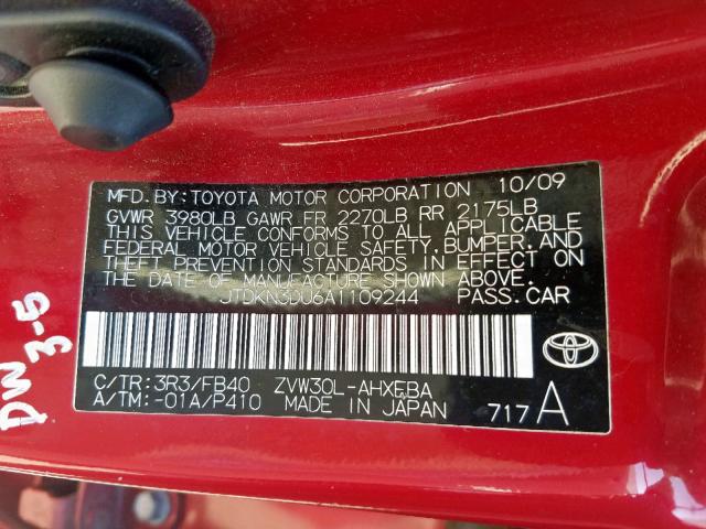 Photo 9 VIN: JTDKN3DU6A1109244 - TOYOTA PRIUS 