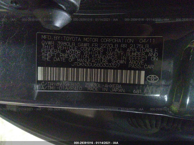 Photo 8 VIN: JTDKN3DU6B0303327 - TOYOTA PRIUS 