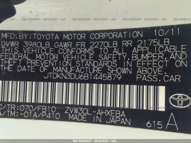 Photo 8 VIN: JTDKN3DU6B1445879 - TOYOTA PRIUS 