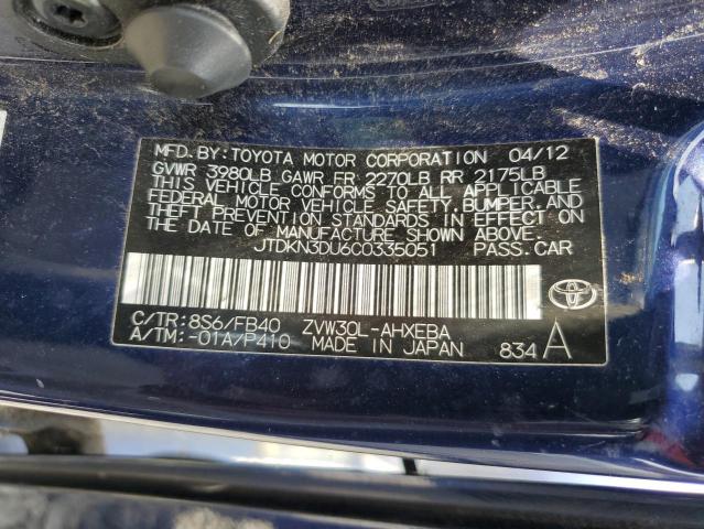 Photo 11 VIN: JTDKN3DU6C0335051 - TOYOTA PRIUS 