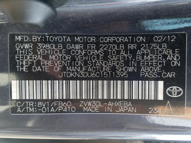 Photo 9 VIN: JTDKN3DU6C1511395 - TOYOTA PRIUS 