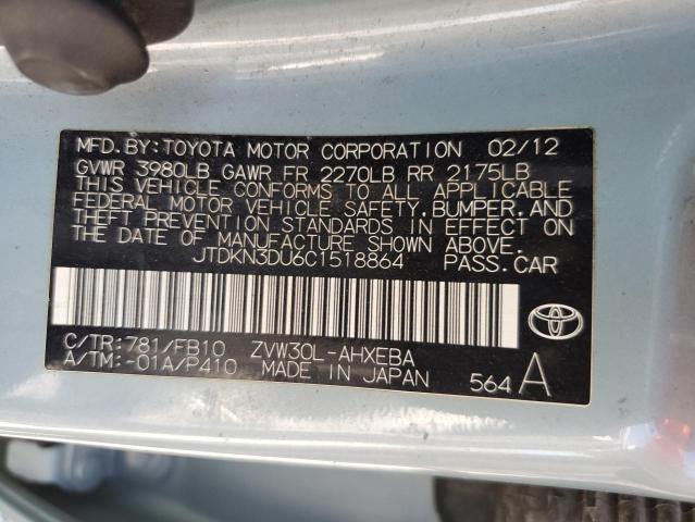 Photo 11 VIN: JTDKN3DU6C1518864 - TOYOTA PRIUS 