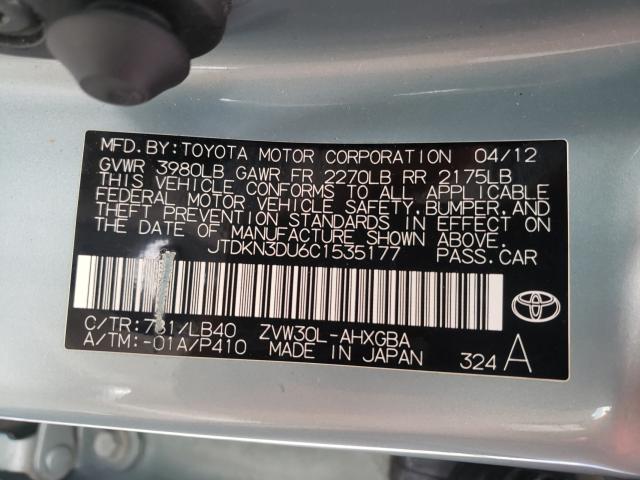 Photo 9 VIN: JTDKN3DU6C1535177 - TOYOTA PRIUS 