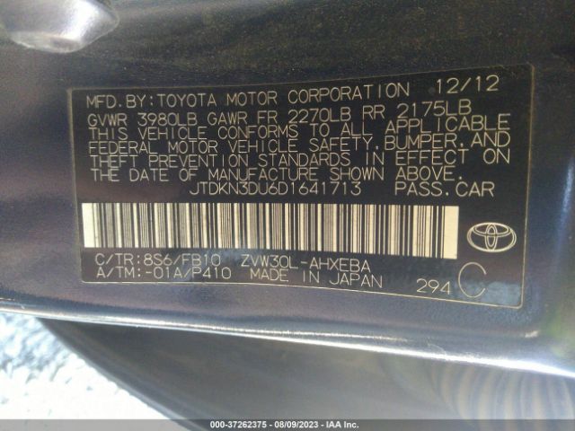 Photo 8 VIN: JTDKN3DU6D1641713 - TOYOTA PRIUS 