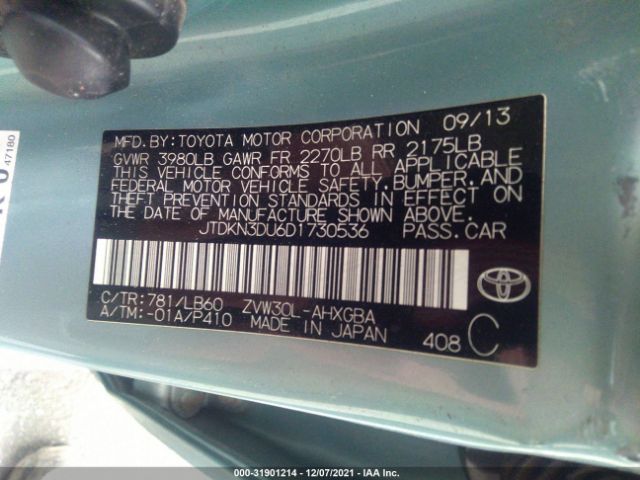 Photo 8 VIN: JTDKN3DU6D1730536 - TOYOTA PRIUS 