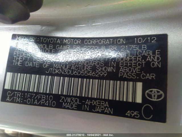 Photo 8 VIN: JTDKN3DU6D5546299 - TOYOTA PRIUS 