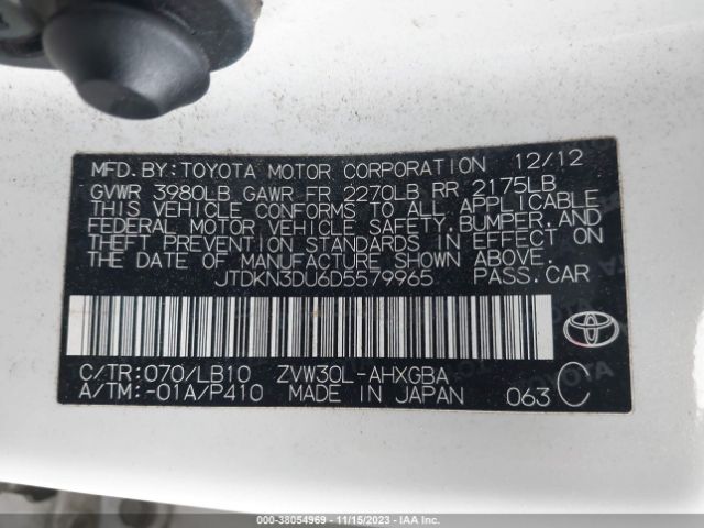 Photo 8 VIN: JTDKN3DU6D5579965 - TOYOTA PRIUS 