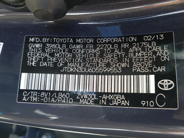 Photo 9 VIN: JTDKN3DU6D5599553 - TOYOTA PRIUS 