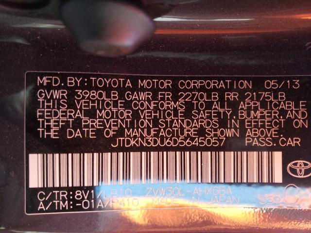 Photo 9 VIN: JTDKN3DU6D5645057 - TOYOTA PRIUS 