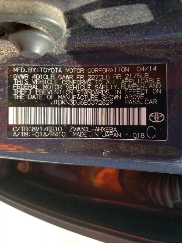 Photo 9 VIN: JTDKN3DU6E0372829 - TOYOTA PRIUS 