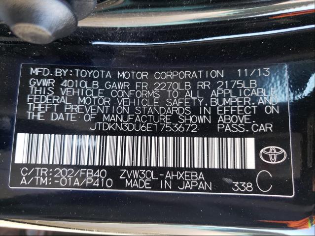 Photo 9 VIN: JTDKN3DU6E1753672 - TOYOTA PRIUS 