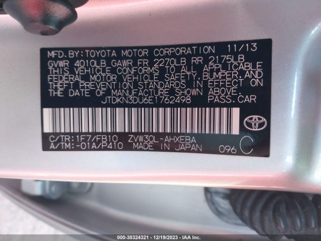 Photo 8 VIN: JTDKN3DU6E1762498 - TOYOTA PRIUS 