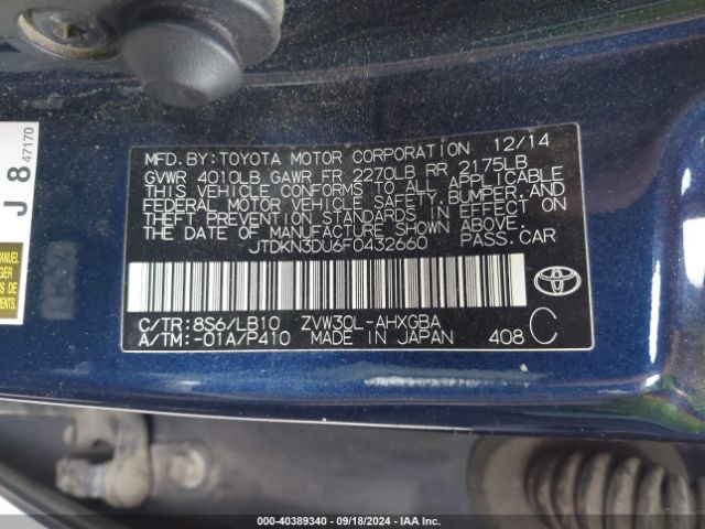 Photo 8 VIN: JTDKN3DU6F0432660 - TOYOTA PRIUS 