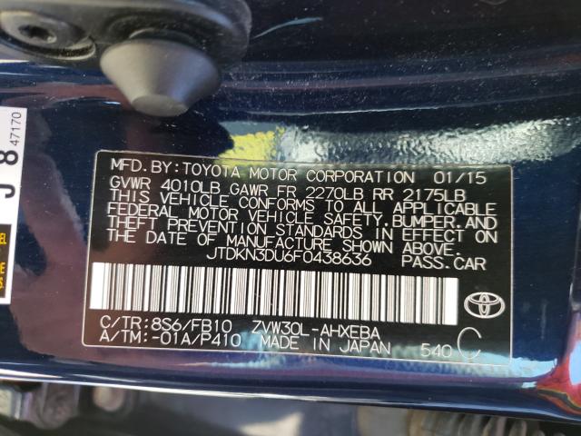 Photo 9 VIN: JTDKN3DU6F0438636 - TOYOTA PRIUS 