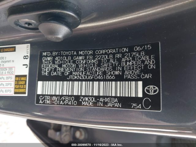 Photo 8 VIN: JTDKN3DU6F0461866 - TOYOTA PRIUS 