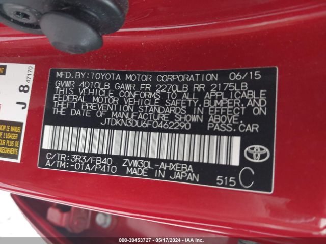 Photo 8 VIN: JTDKN3DU6F0462290 - TOYOTA PRIUS 