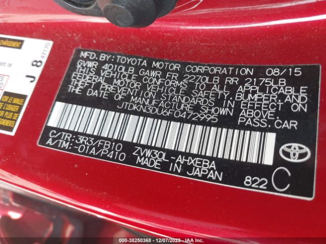 Photo 8 VIN: JTDKN3DU6F0472995 - TOYOTA PRIUS 