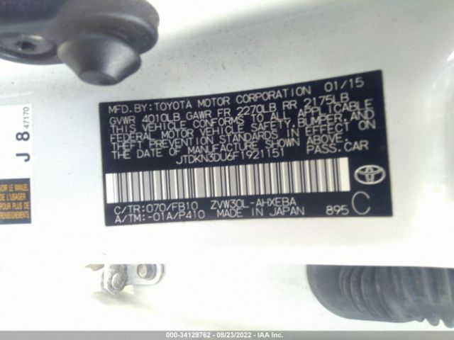 Photo 8 VIN: JTDKN3DU6F1921151 - TOYOTA PRIUS 