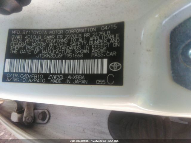 Photo 8 VIN: JTDKN3DU6F1951668 - TOYOTA PRIUS 