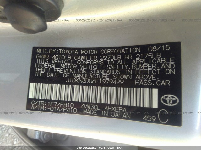 Photo 8 VIN: JTDKN3DU6F1979499 - TOYOTA PRIUS 