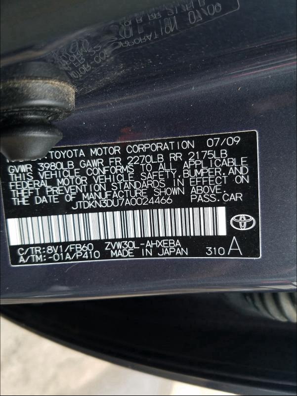 Photo 9 VIN: JTDKN3DU7A0024466 - TOYOTA PRIUS 