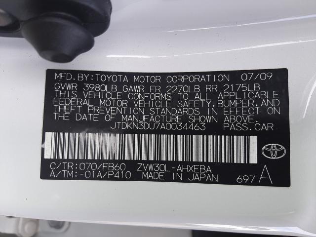 Photo 9 VIN: JTDKN3DU7A0034463 - TOYOTA PRIUS 