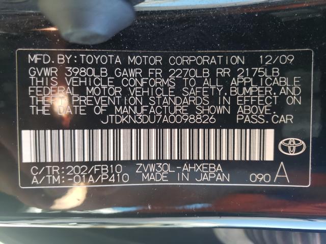 Photo 9 VIN: JTDKN3DU7A0098826 - TOYOTA PRIUS 