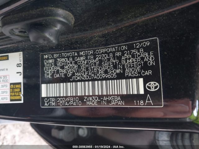 Photo 8 VIN: JTDKN3DU7A0099605 - TOYOTA PRIUS 