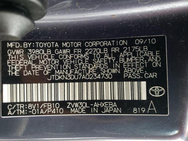 Photo 11 VIN: JTDKN3DU7A0234730 - TOYOTA PRIUS 