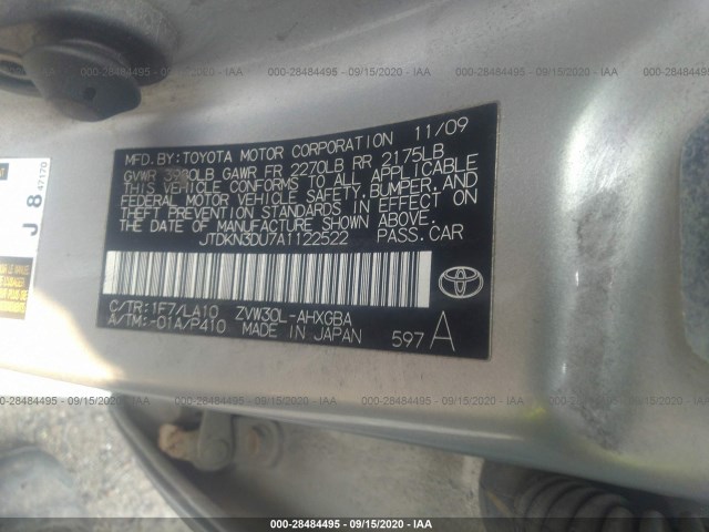 Photo 8 VIN: JTDKN3DU7A1122522 - TOYOTA PRIUS 