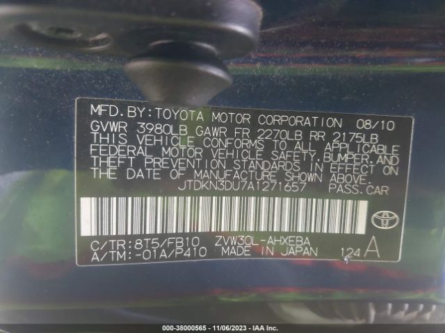 Photo 8 VIN: JTDKN3DU7A1271657 - TOYOTA PRIUS 