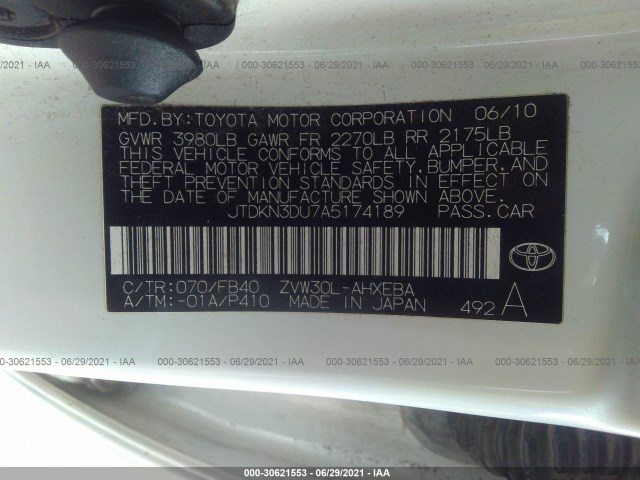 Photo 8 VIN: JTDKN3DU7A5174189 - TOYOTA PRIUS 