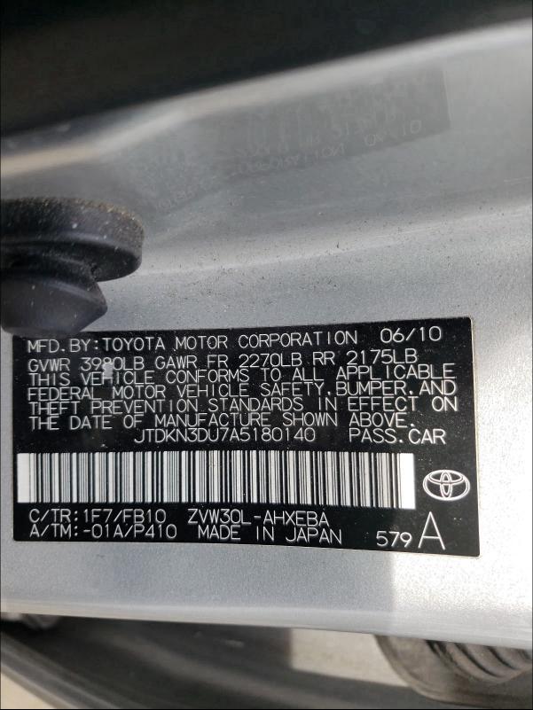 Photo 9 VIN: JTDKN3DU7A5180140 - TOYOTA PRIUS 